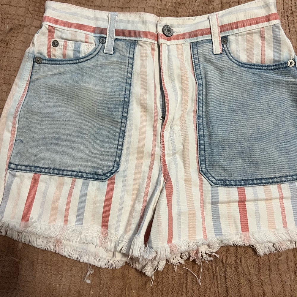 AMERICAN Eagle high waist striped jean denim shorts